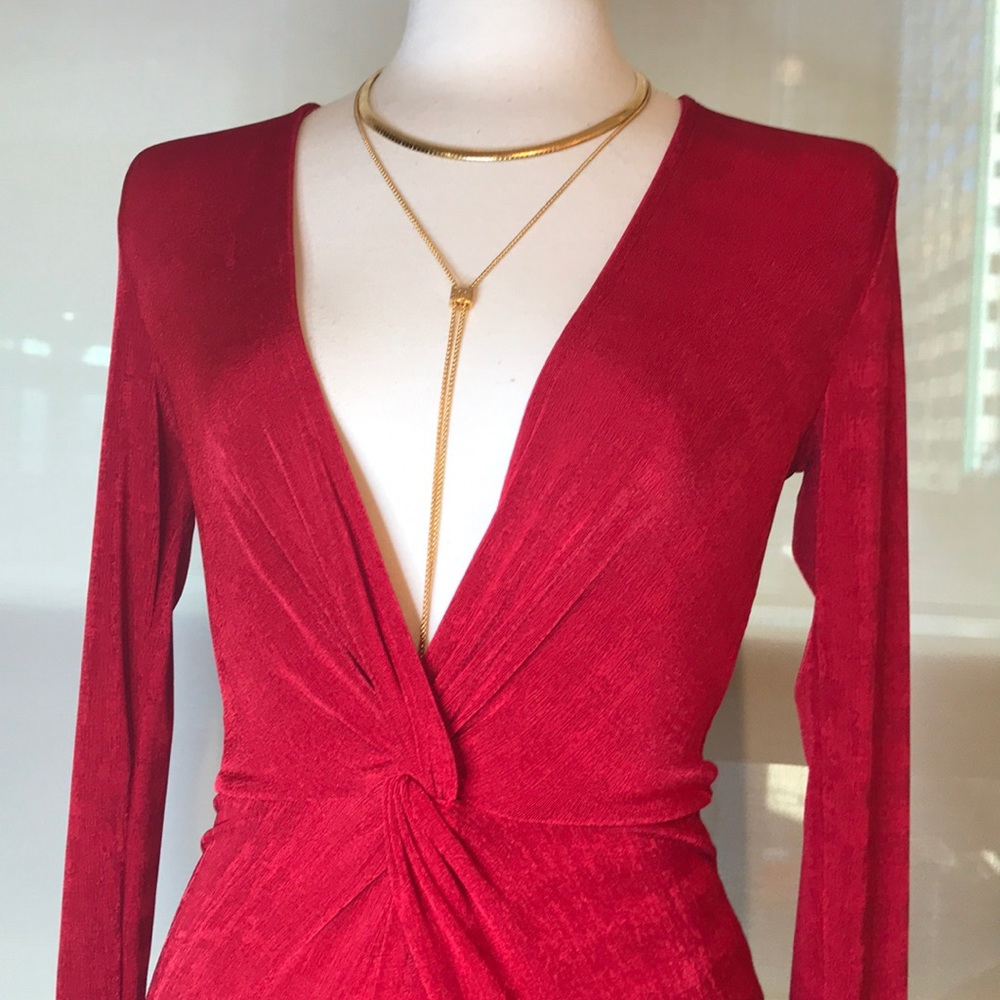 NWT ⚜️Deep V Neck Jumpsuit Red♥️ or Black♠️ - Picture 6 of 8